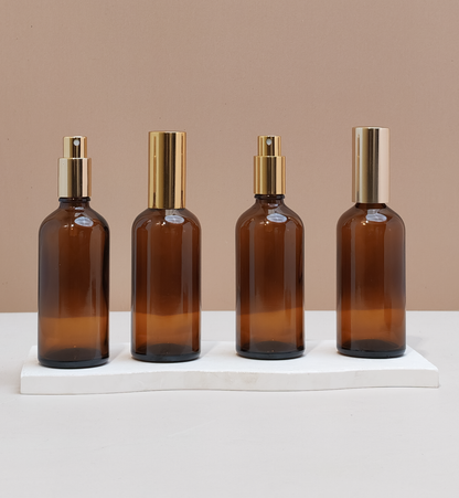 100Ml Glass Bottle With Gold Mist Sprayer (Round)