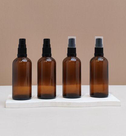 100Ml Glass Bottle With Black Treatment Pump (Round)