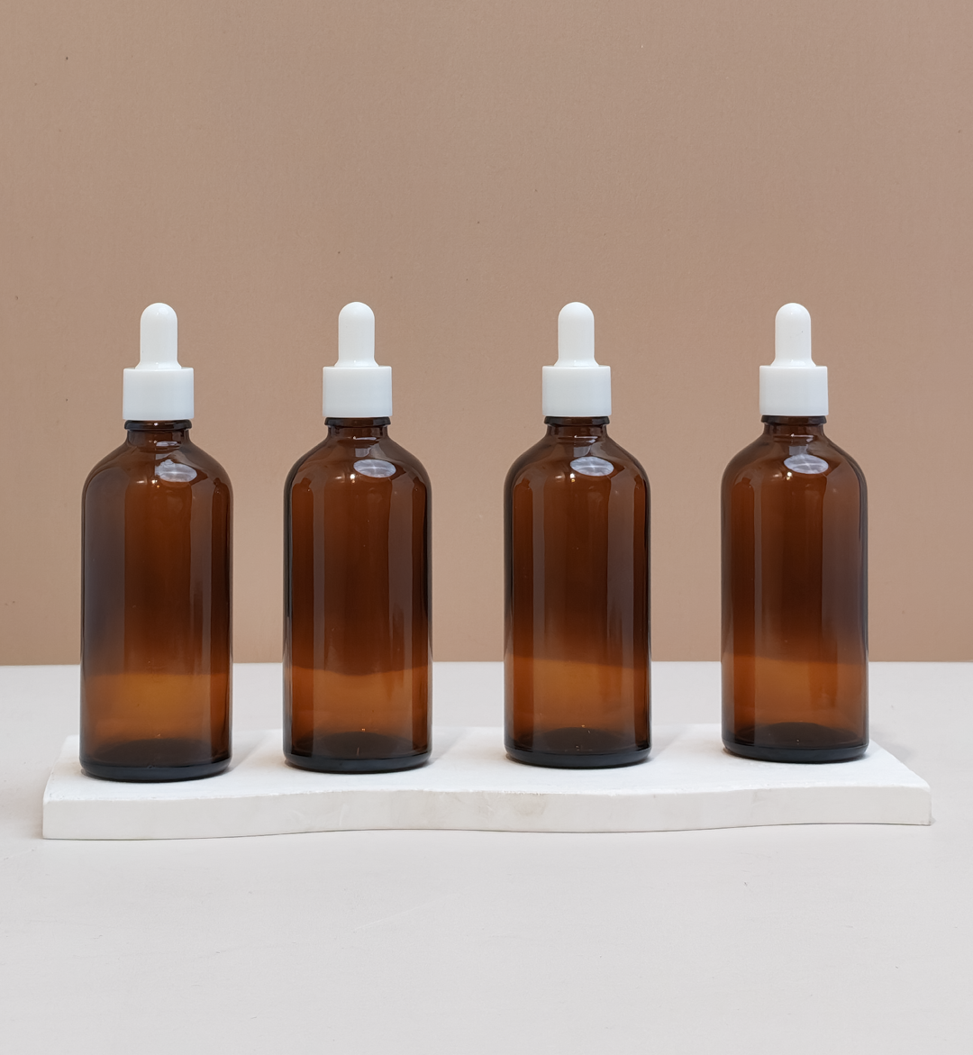 100Ml Glass Bottle With Plain White Dropper (Round)