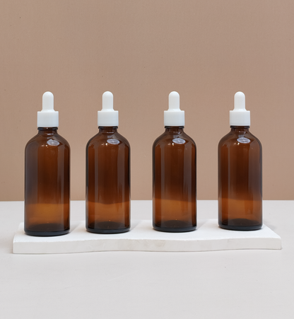 100Ml Glass Bottle With Plain White Dropper (Round)