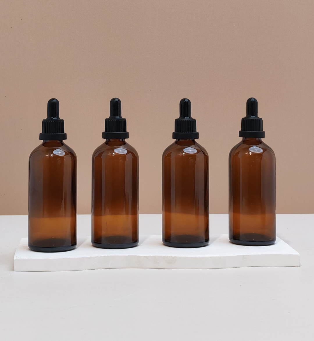100Ml Glass Bottle With Black Tamper Proof Dropper (Round)