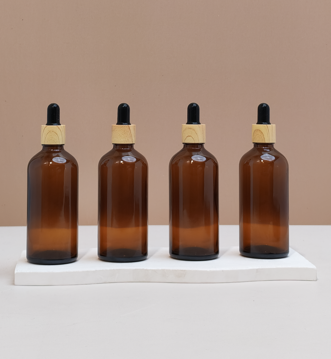 100ml Glass Bottle with Bamboo Black Dropper
