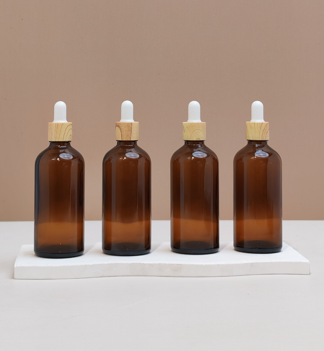 100ml Glass Bottle with Bamboo White