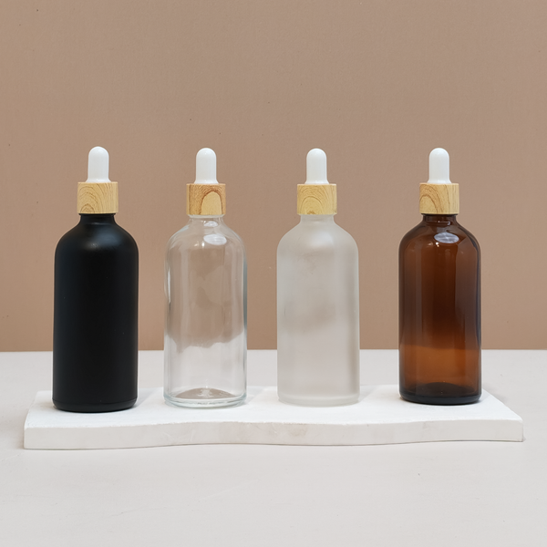 100ml Glass Bottle with Bamboo White