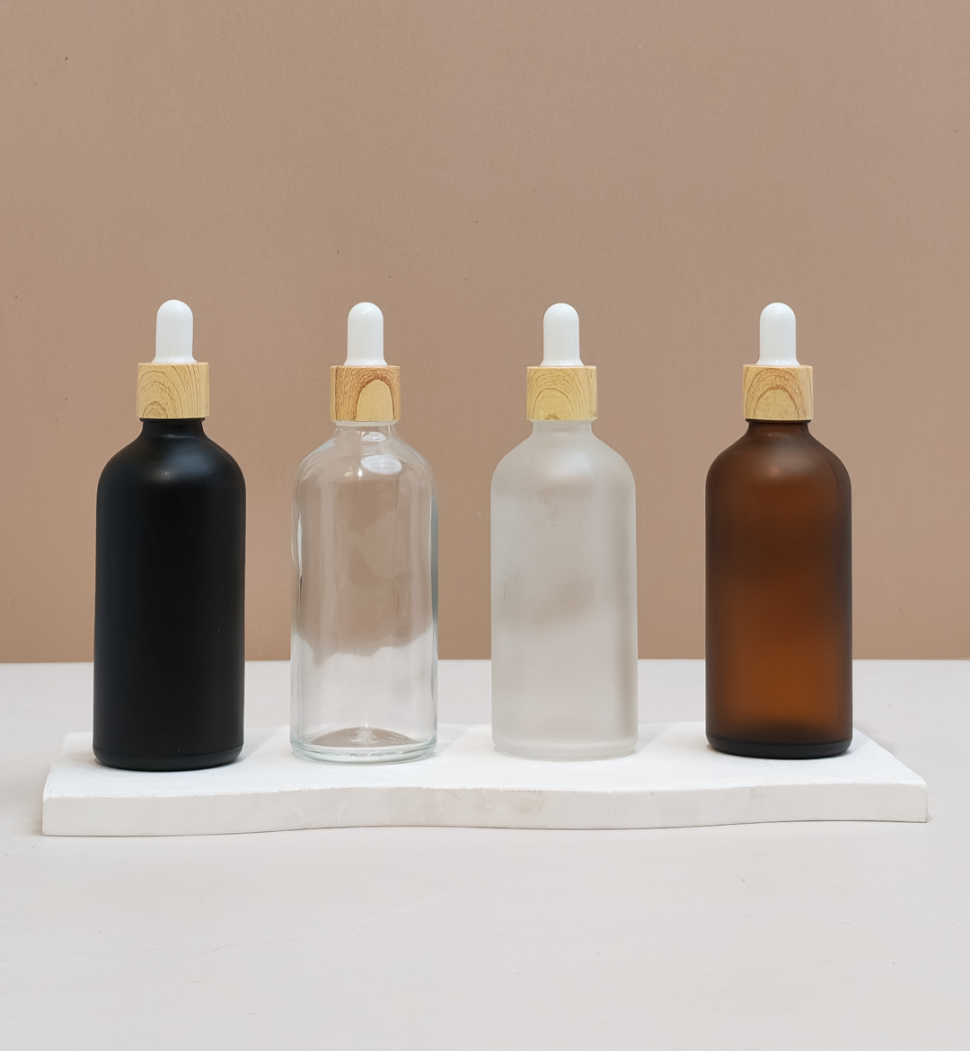 100ml Glass Bottle with Bamboo White