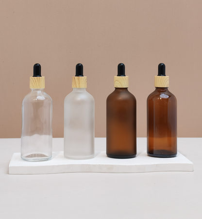 100ml Glass Bottle with Bamboo Black Dropper