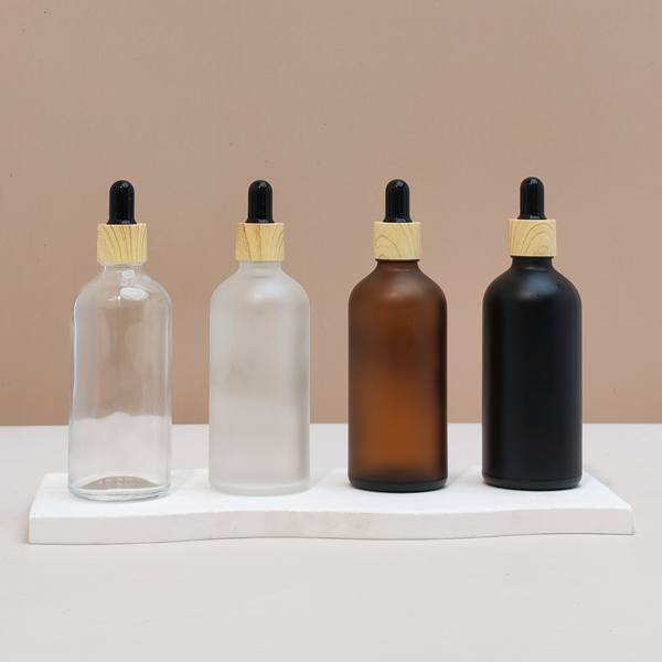 100ml Glass Bottle with Bamboo Black Dropper