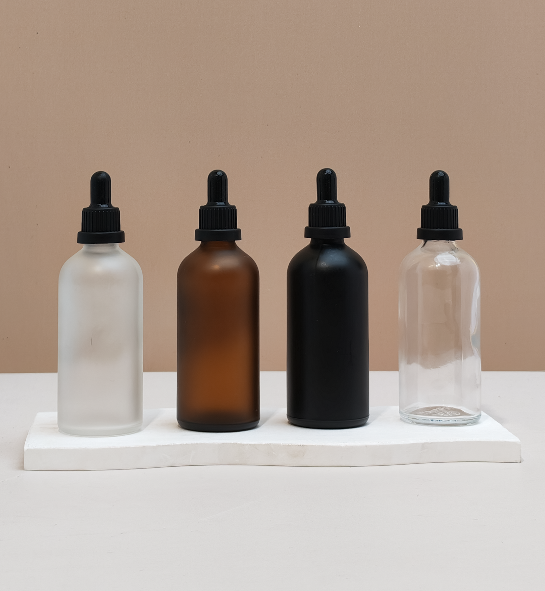 100Ml Glass Bottle With Black Tamper Proof Dropper (Round)