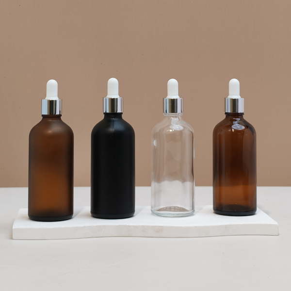 100Ml Glass Bottle With Silver White Dropper (Round)