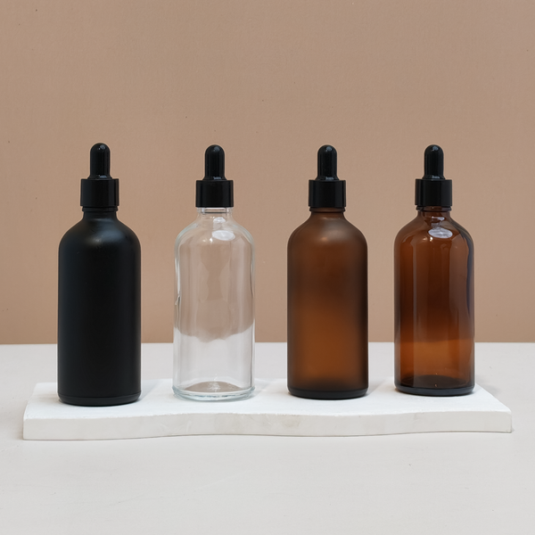 100Ml Glass Bottle With Black Smooth Dropper (Round)