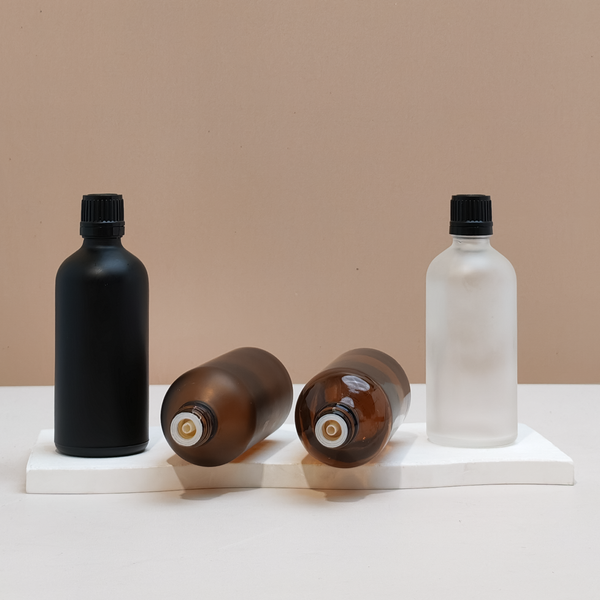 100Ml Glass Bottle With Black Smooth Tamper Proof Cap + Insert (Round)