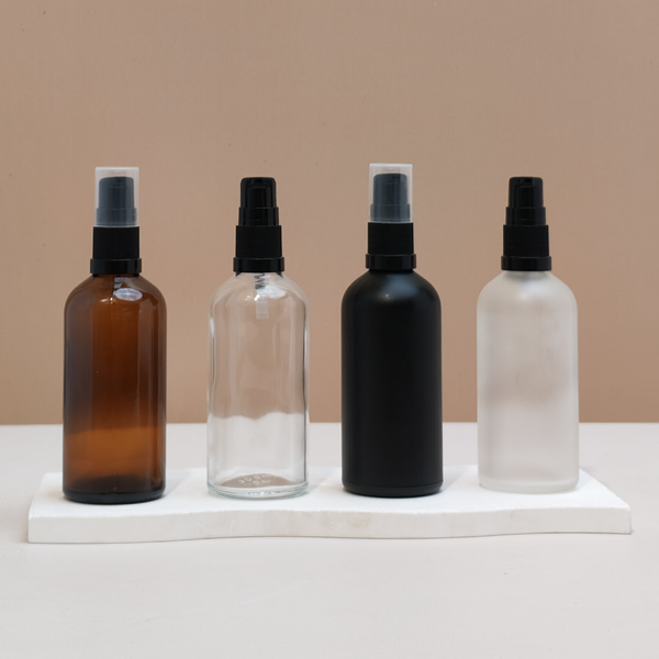 100Ml Glass Bottle With Black Treatment Pump (Round)