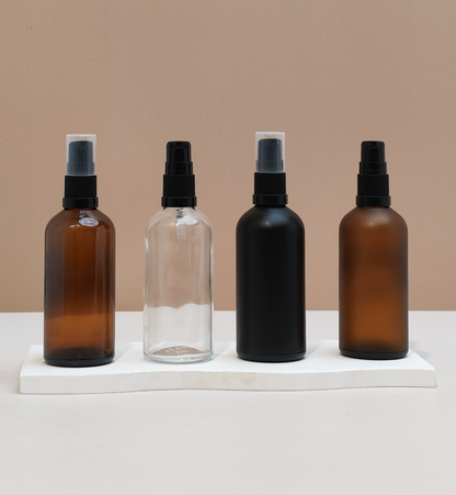 100Ml Glass Bottle With Black Treatment Pump (Round)