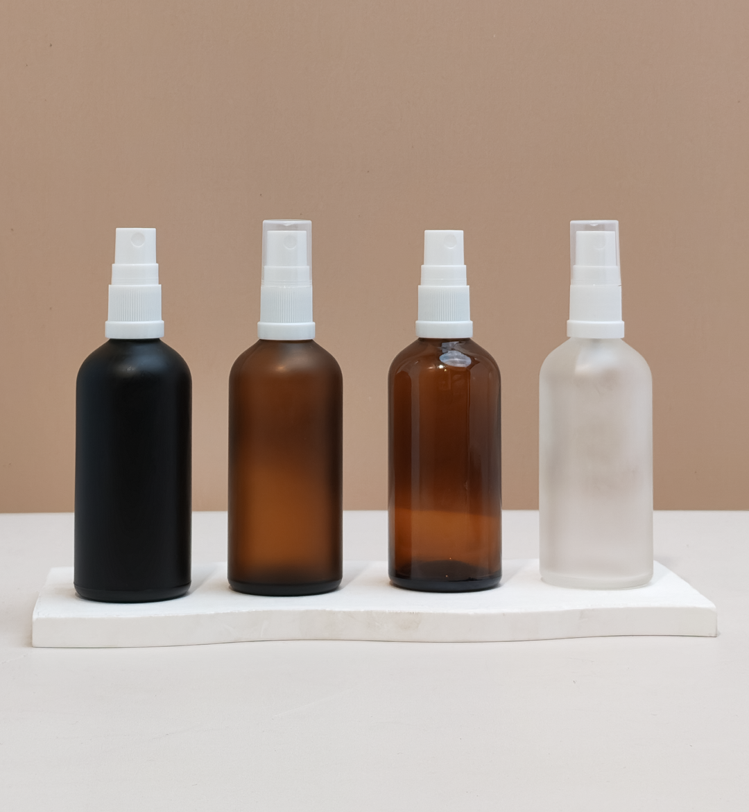 100Ml Glass Bottle With White Mist Sprayer (Round)