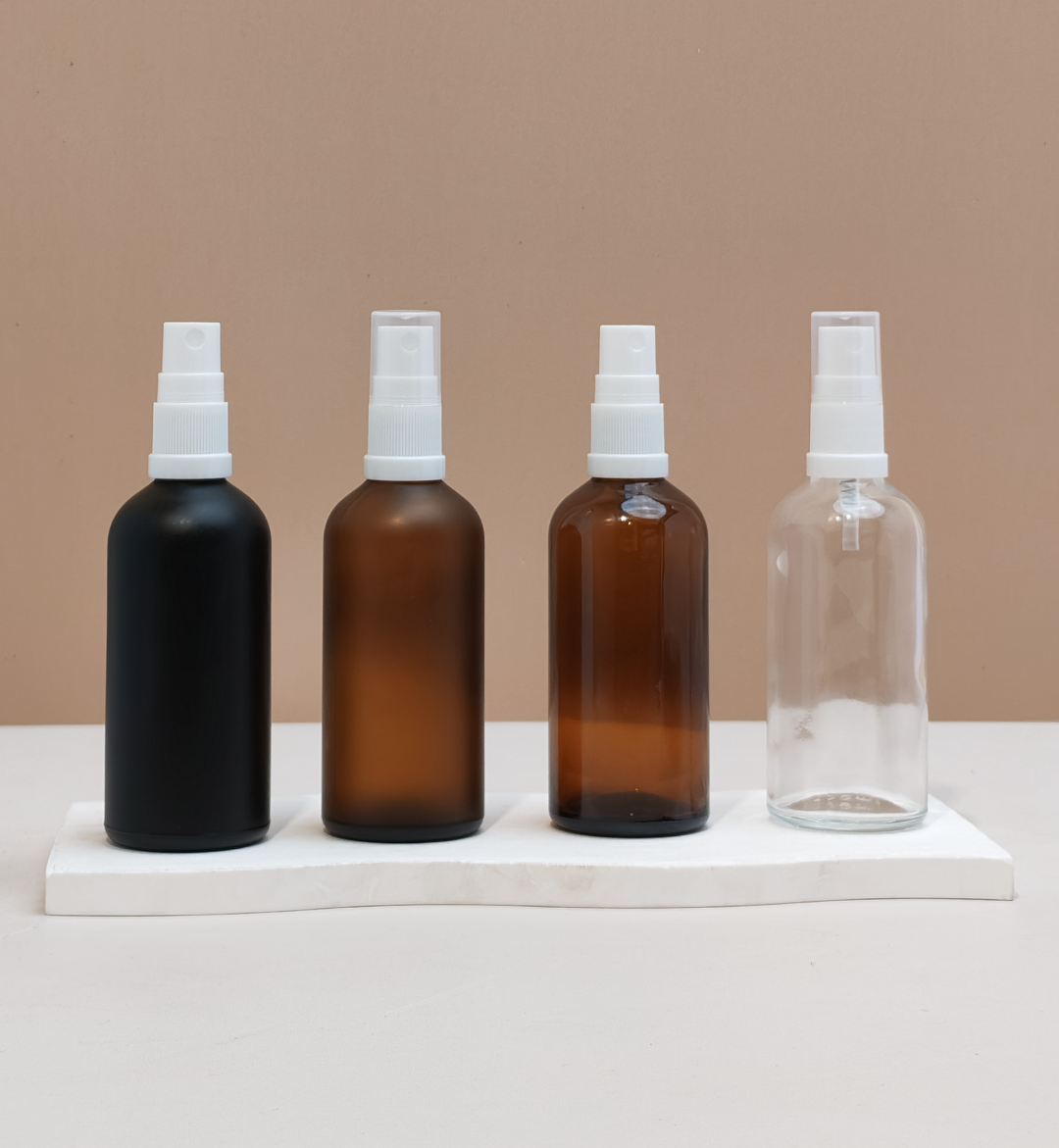100Ml Glass Bottle With White Mist Sprayer (Round)