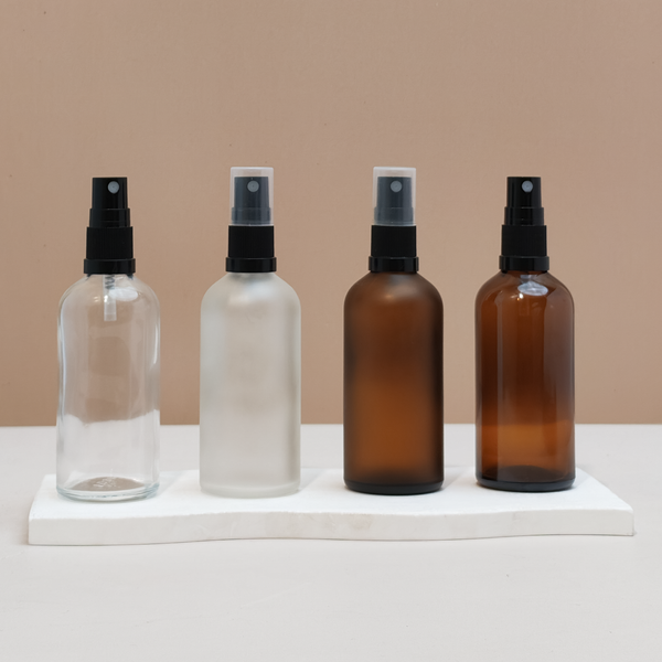100Ml Glass Bottle With Black Mist Sprayer (Round)
