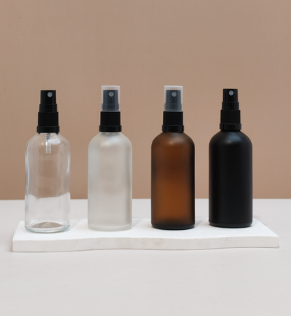 100Ml Glass Bottle With Black Mist Sprayer (Round)