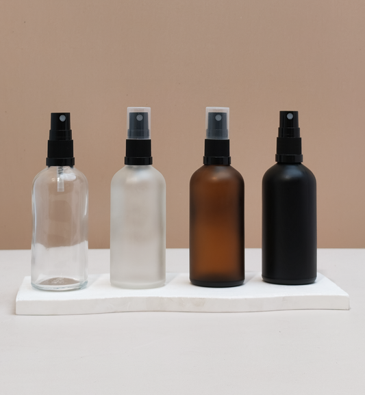 100Ml Glass Bottle With Black Mist Sprayer (Round)
