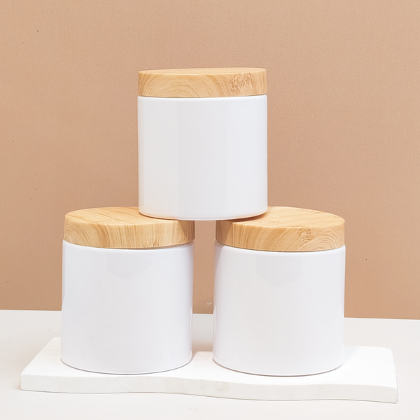 500g Tall Plastic Jar With Bamboo Lid