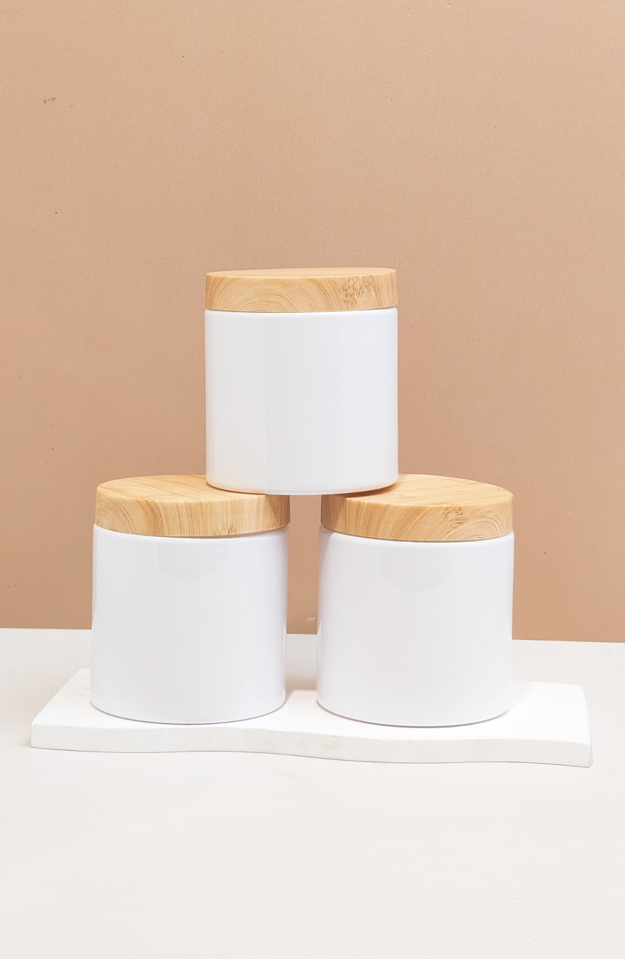 500g Tall Plastic Jar With Bamboo Lid