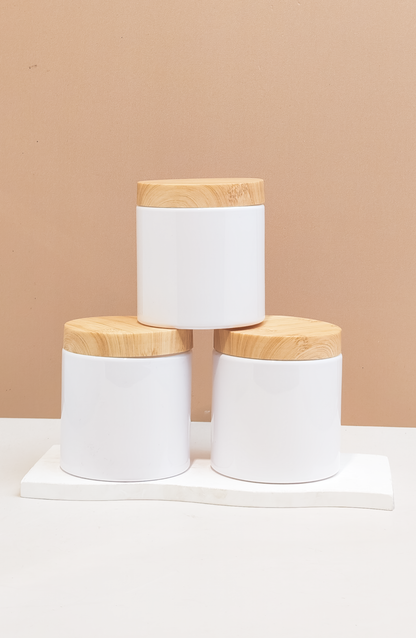500g Tall Plastic Jar With Bamboo Lid