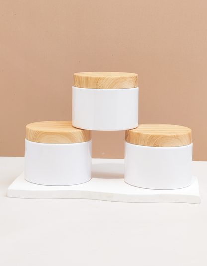 250g Wide Plastic Jar With Bamboo Lid