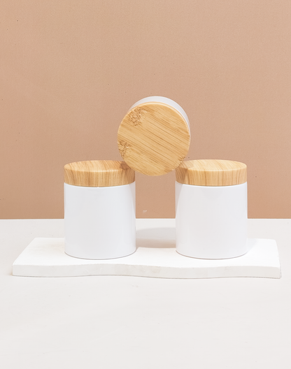 250g Tall Plastic Jar With Bamboo Lid