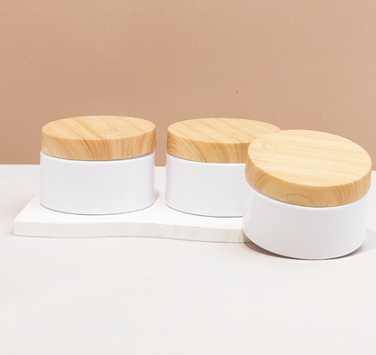 300g Wide Plastic Jar With Bamboo Lid