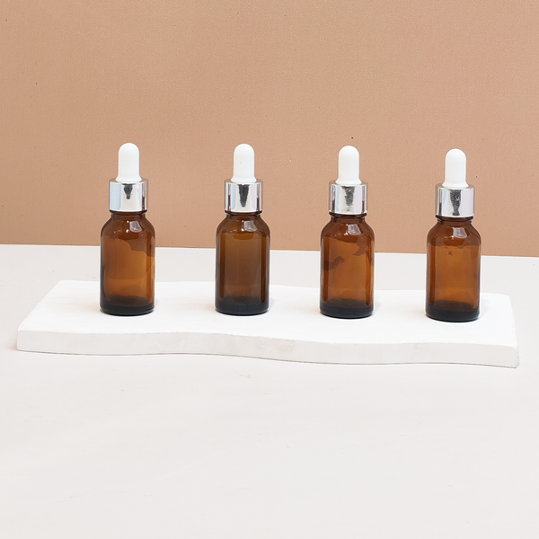 15Ml Glass Bottle With Silver White Dropper (Round)