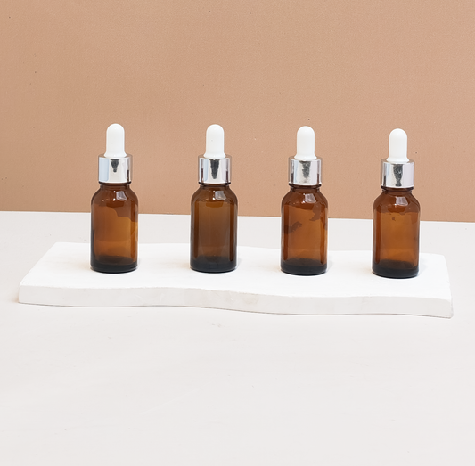15Ml Glass Bottle With Silver White Dropper (Round)