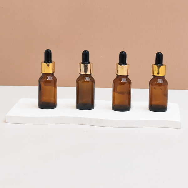 15Ml Glass Bottle With Gold Black Dropper (Round)