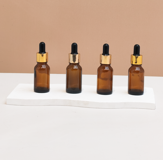 15Ml Glass Bottle With Gold Black Dropper (Round)