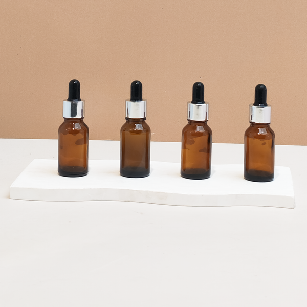 15Ml Glass Bottle With Silver Black Dropper (Round)
