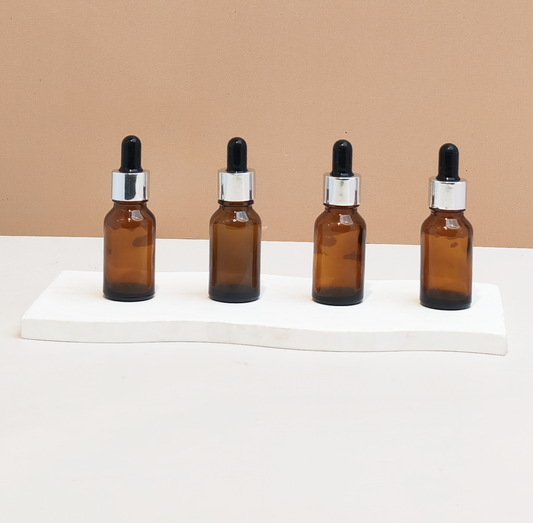 15Ml Glass Bottle With Silver Black Dropper (Round)
