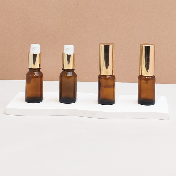 15Ml Glass Bottle With Gold Treatment Pump