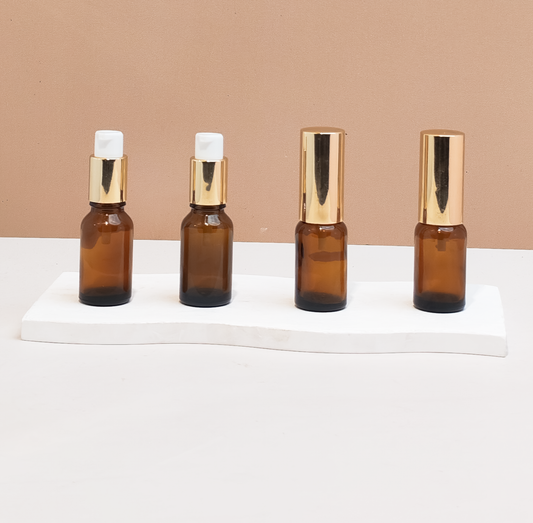 15Ml Glass Bottle With Gold Treatment Pump