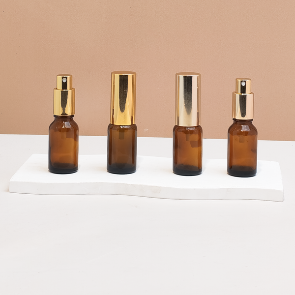 15Ml Glass Bottle With Gold Mist Sprayer (Round)