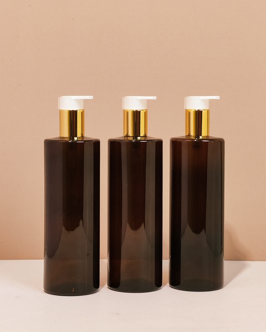 500Ml Tall Pet Bottle With New Gold White Lotion Pump