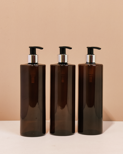 500Ml Tall Pet Bottle With Silver Black Lotion Pump