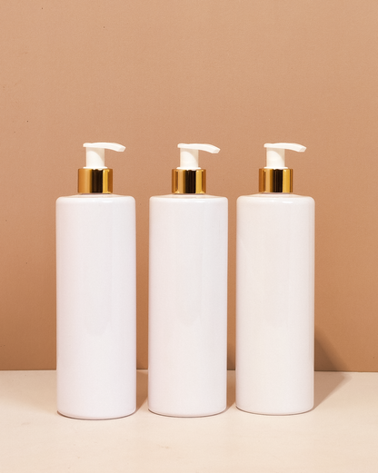 500Ml Tall Pet Bottle With Old Gold White Lotion Pump