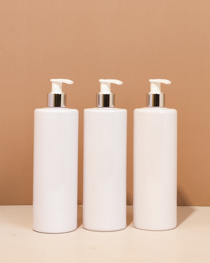 500Ml Tall Pet Bottle With Silver White Lotion Pump