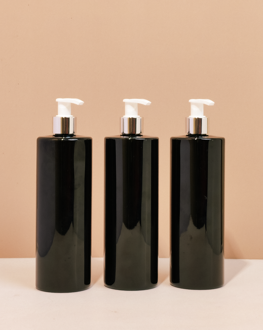 500Ml Tall Pet Bottle With Silver White Lotion Pump