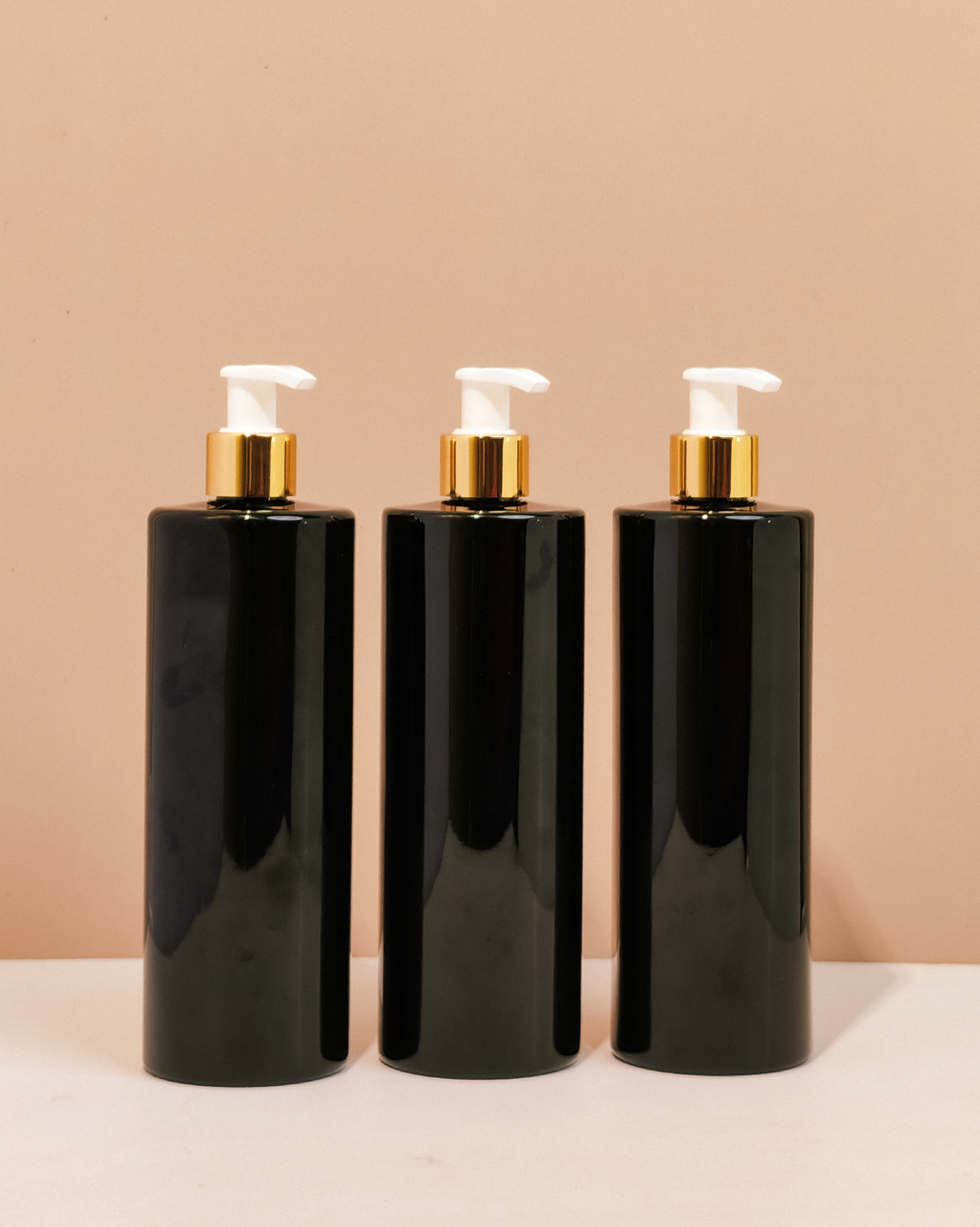 500Ml Tall Pet Bottle With Old Gold White Lotion Pump