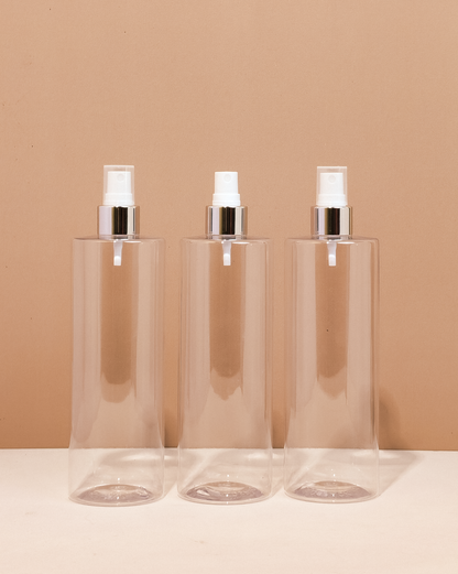 500Ml Tall Pet Bottle With Silver Mist Spray