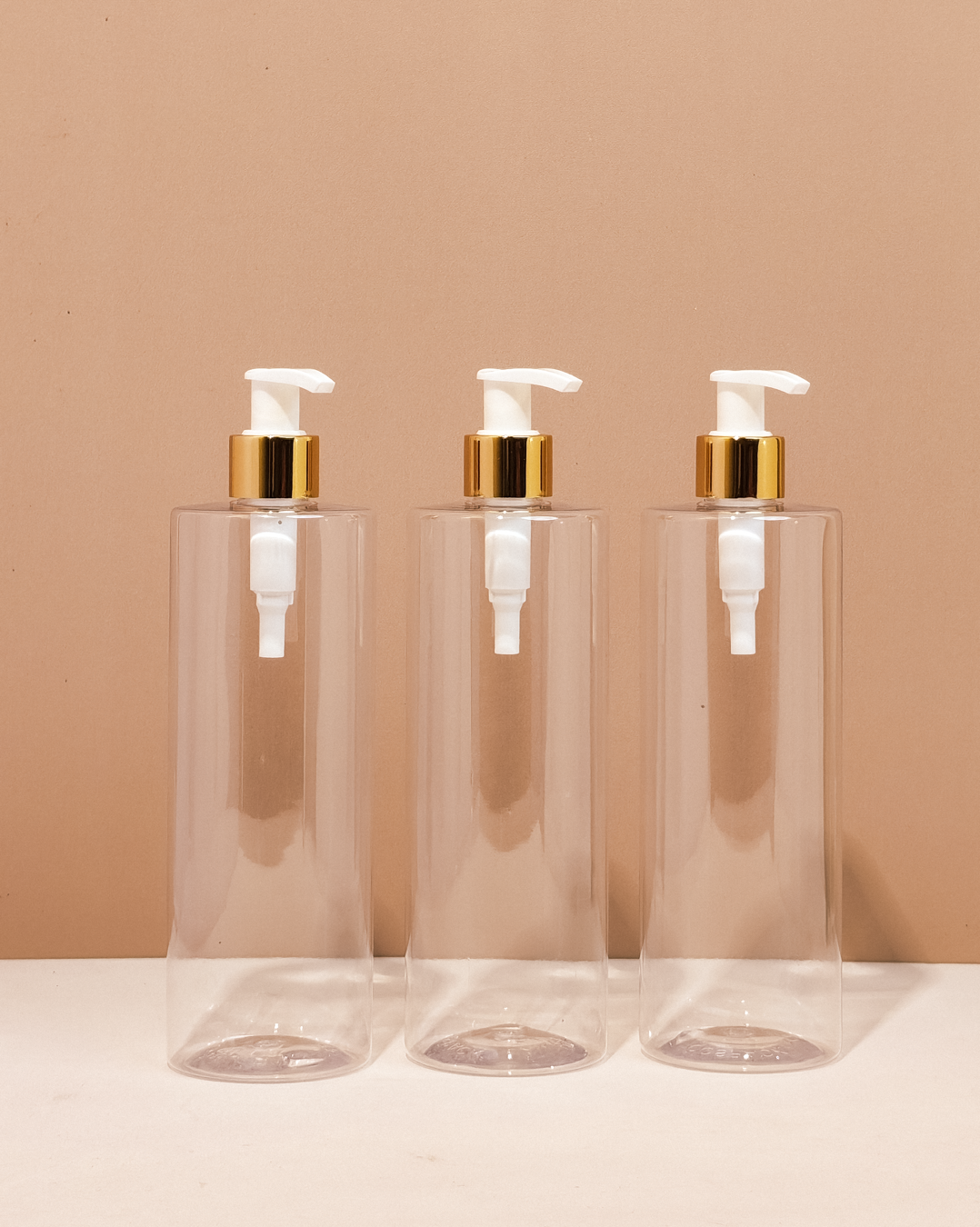 500Ml Tall Pet Bottle With Old Gold White Lotion Pump