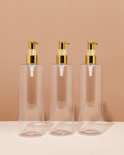 500Ml Tall Pet Bottle With All Gold Lotion Pump