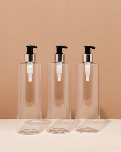 500Ml Tall Pet Bottle With Silver Black Lotion Pump