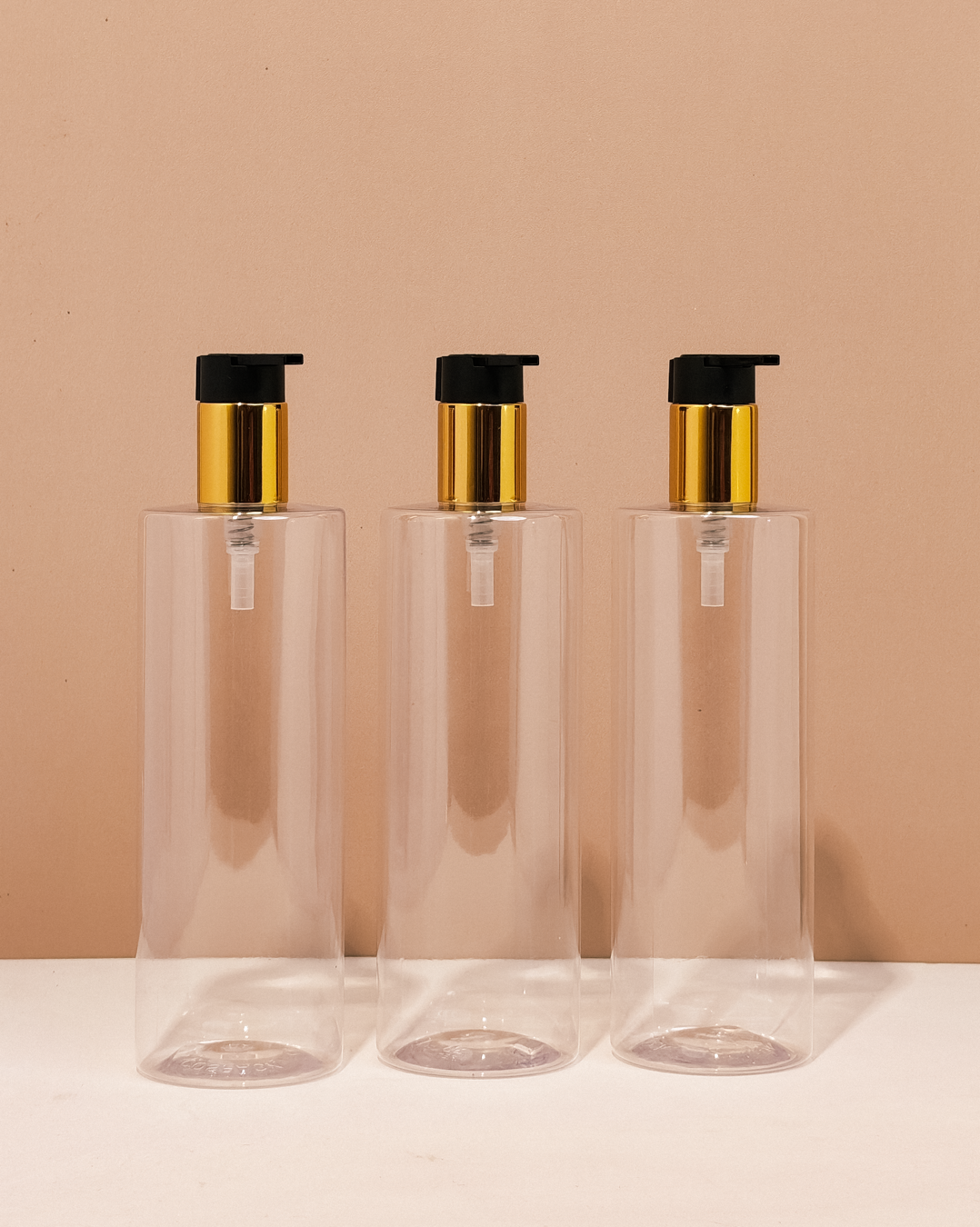 500Ml Tall Pet Bottle With New Gold Black Lotion Pump