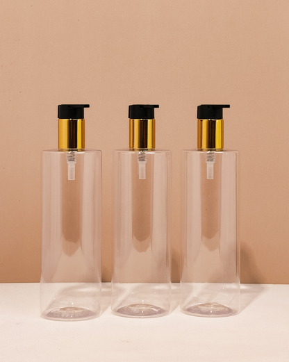 500Ml Tall Pet Bottle With New Gold Black Lotion Pump