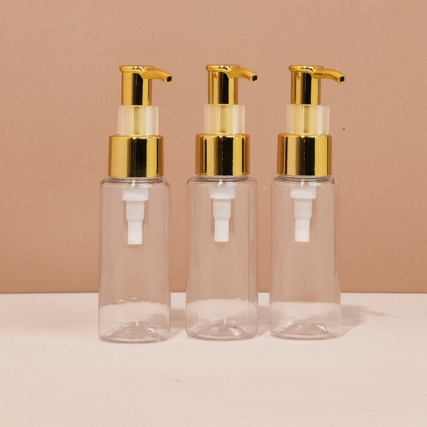 60Ml Pet Bottle With All Gold Lotion Pump